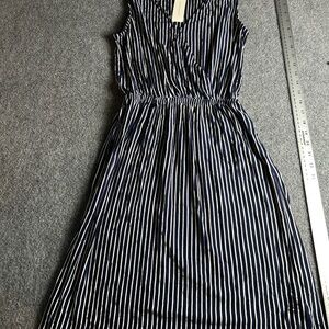 Anthropologie Navy and White Striped Maxi Dress